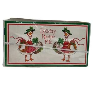 Vintage 1988 Christmas Goose Accordion Style Recipe Expanding File Organizer